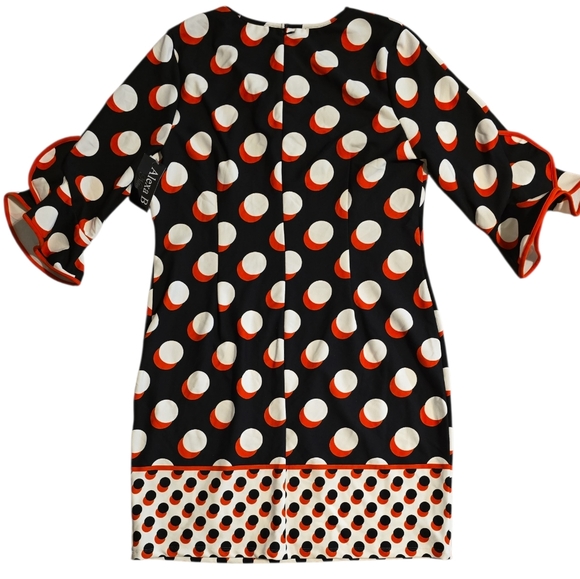 Alexa B. Nites Stylish Polka Dot Midi Dress - Black, White, and Red Size 18 - Picture 6 of 8